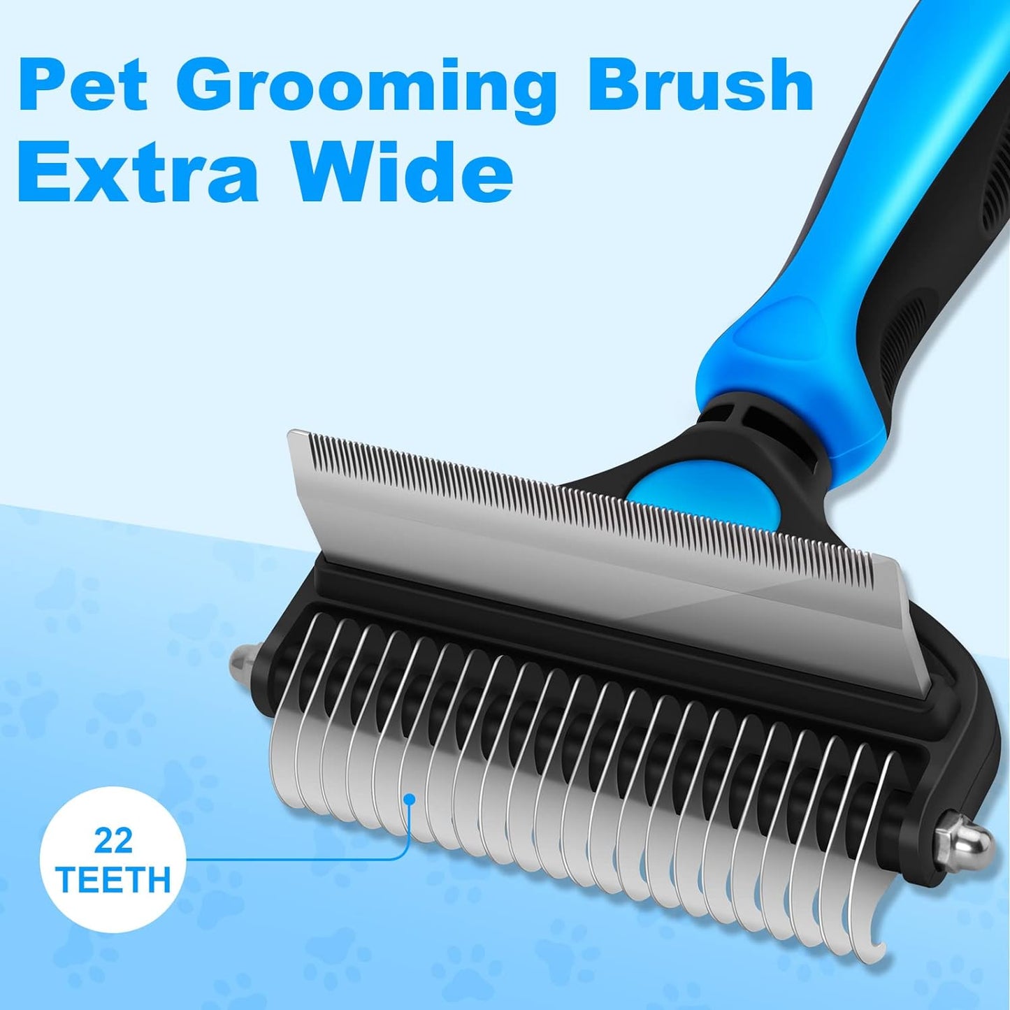 Dog Grooming Brush, 2 in 1 Dog Undercoat Rake for Small Dogs and Cats Shedding, Safe Dematting Comb Deshedding Tool for Pet Matted Hair (Small Blue)